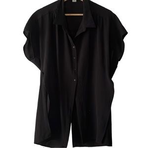 Black side slit blouse